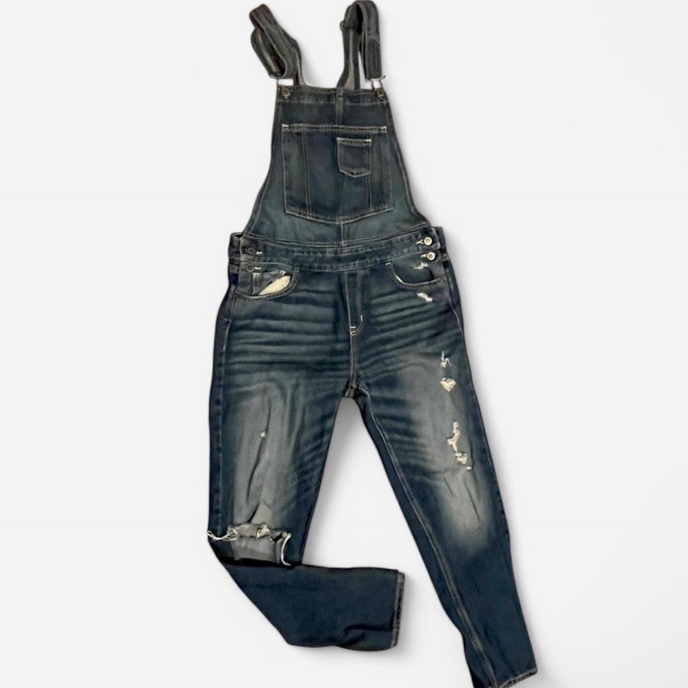 HOLLISTER distressed denim long Overalls size Med